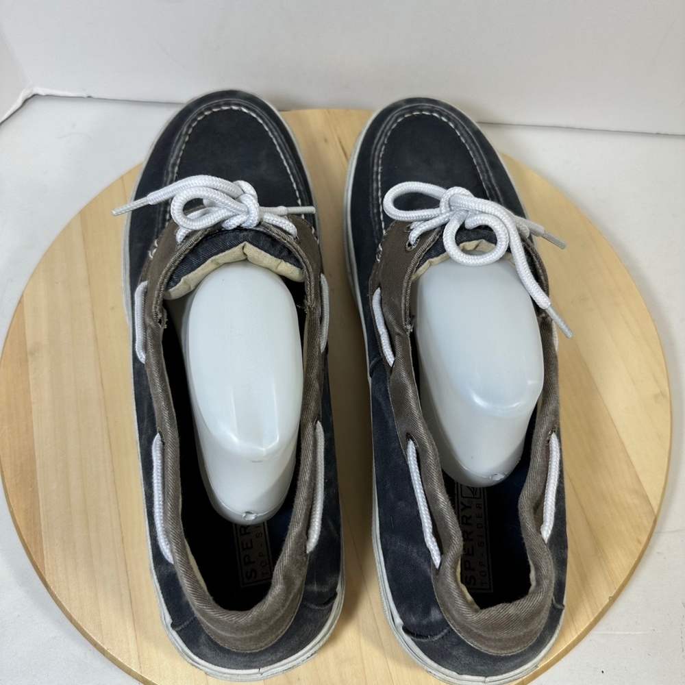 Sperry Top Sider Bahama Canvas Boat Shoe #0561333 Two Tone Oyster Blue Mens 14 - Picture 5 of 10